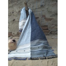 Kutch hand weaving Cotton Stole - Light and Dark blue 